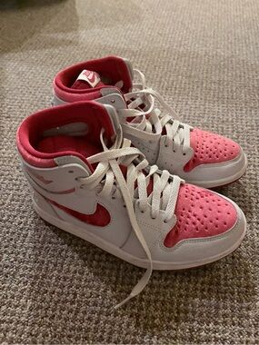 Jordan Pink & White High-Top Sneakers